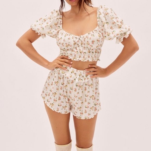 FOR LOVE & LEMONS Set Lola Pointelle Top & Bottom